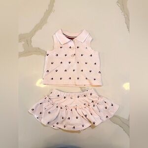 Tommy Hilfiger baby pink matching heart print top&skort set 0-3M